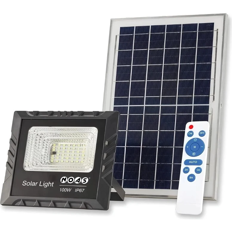 Noas 100W Beyaz Işık 6500K Kumandalı Solar LED Projektör