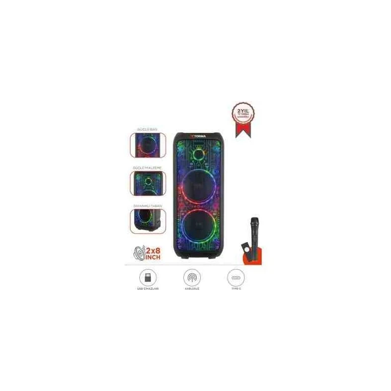 Torima Bluetooth Hoparlör Mikrofonlu Kumandalı Rgb Işıklı Speaker D64 Siyah