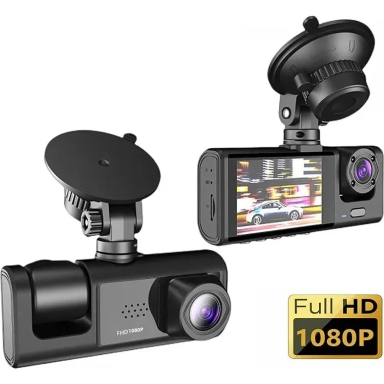 DV300 Yeni 3 Kameralı Araç Içi Kayıt Kamerası Trafik Recorder 2 Inç IPS Ekran Full Hd 1080P