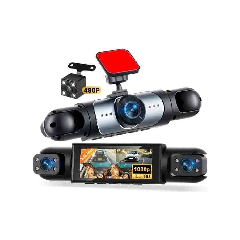 Pars 4 Lens 3.18" IPS Ekran G-Sensör Üç Kamera ve Geri Görüş Kameralı Araç Kamerası