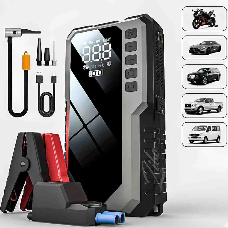 Castu CS68 12000MAH Akü Takviye Cihazı ve Hava Kompresörü 5in1 Jump Starter Powerbank 150 Psı