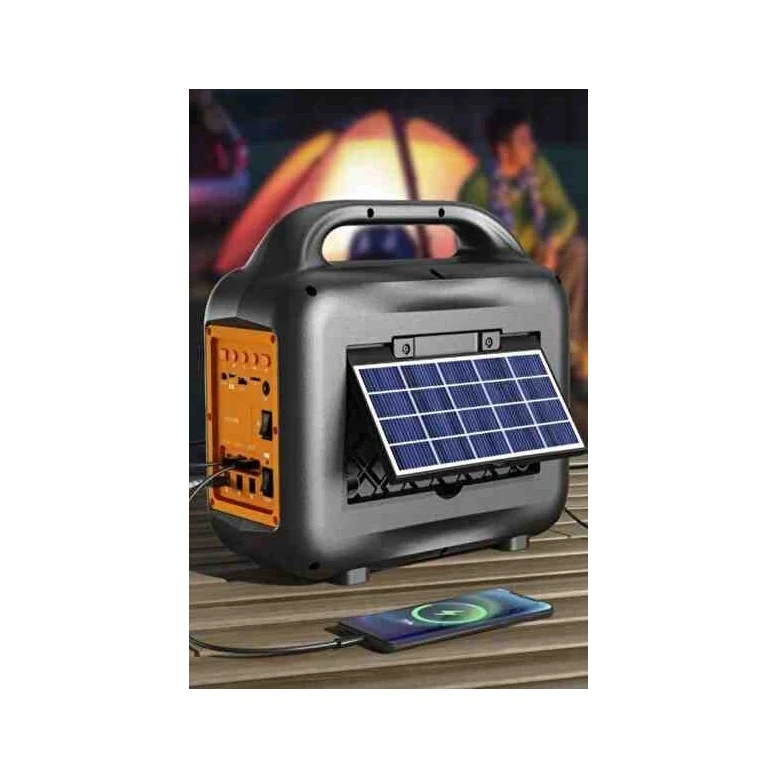 KTS-1769 Mikrofon,1 LED Ampül ve Fenerli Bluetooth Hoparlör Güneş Panelli Powerbank