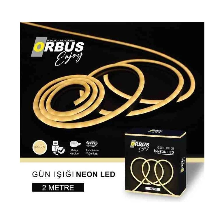 Orbus neon 3000K Gün Işığı 2 mt Usb'li Şerit LED