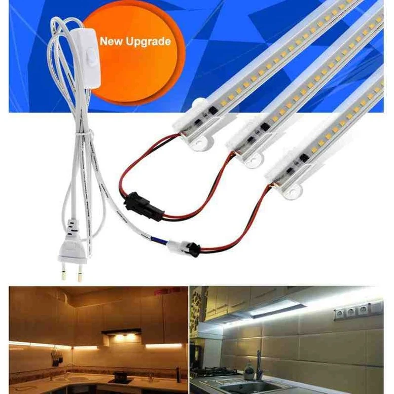2 Adet 50 cm 220V Şeffaf Çubuk Bar LED Gün Işığı ve Butonlu Fiş
