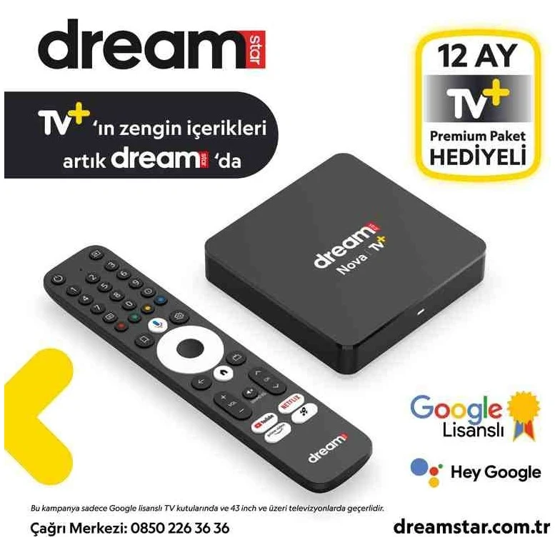 Dreamstar Nova 4K Google Lisanslı Android Tv Box Android 11 Işletim Sistemi ve 32 GB Depolama