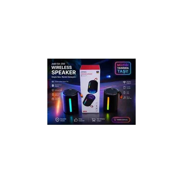 Jedel SA-250 LED Aydınlatmalı ve Manyetik 2'si 1 Arada Tasarımlı Bluetooth Stereo Hoparlör