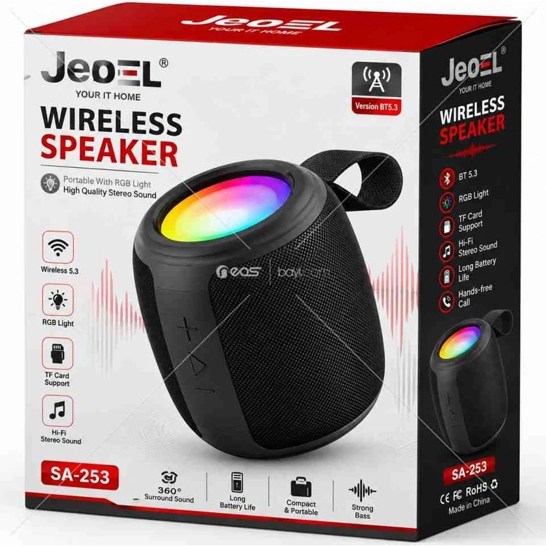 Jedel SA-253 Rgb Işıklı Taşınabilir Bluetooth Hoparlör – 360° Surround Ses & Güçlü Bas