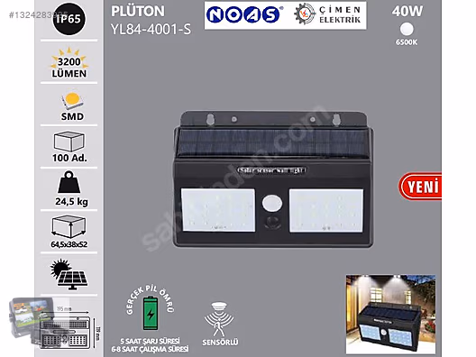 Noas Plüton 6400 K Sensörlü Solar Aplik
