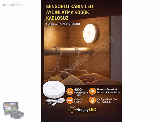 Cata CT-5180 4000 K Sensörlü Şarjlı LED – 5'li Paket