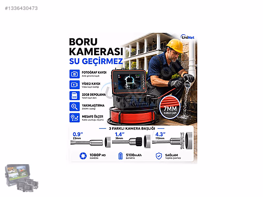50 Metre 23 mm Boru ve Kanalizasyon Kamerası